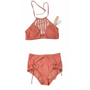 Gianni Bini Retro Bouquet High Neck Halter Bikini
